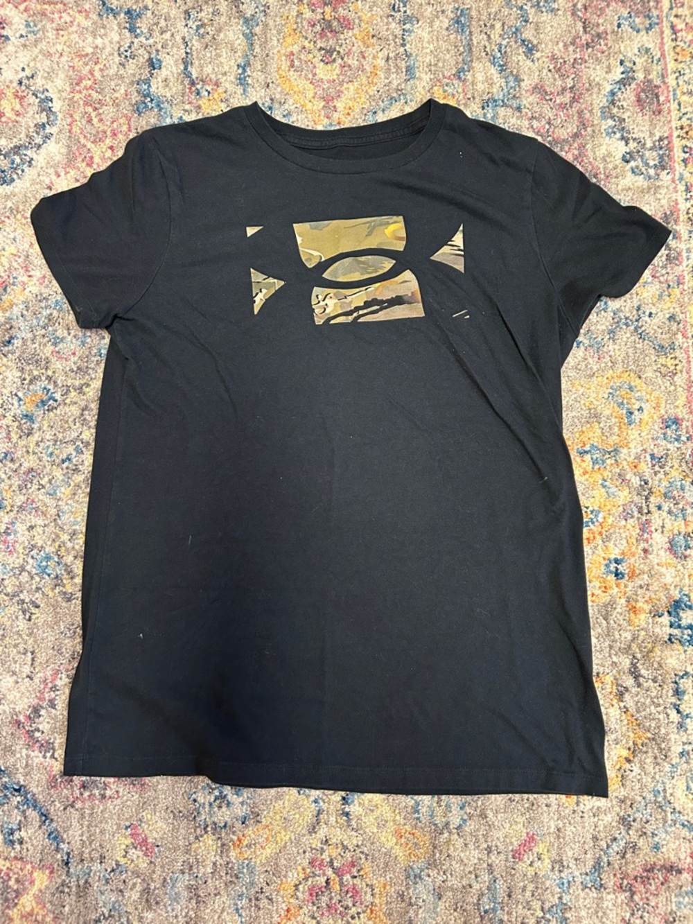 Under Armour Black Short Sleeve Tee with Camo Logo